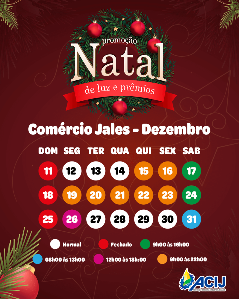 Natal em Jales: confira o horário do comércio e as atrações dessa semana -  ACIJ